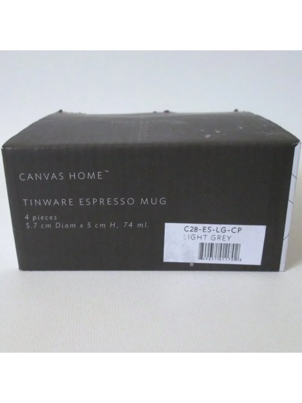 Canvas Home Tinware Espresso Mug Set 4 Cups Rustic Distressed Style With Box